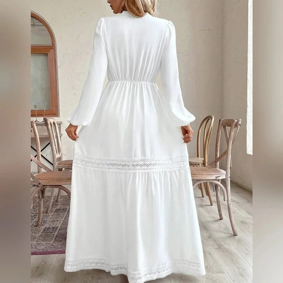 Women's Plain Simple Daily Long Sleeve Dress - Picture 5 of 5